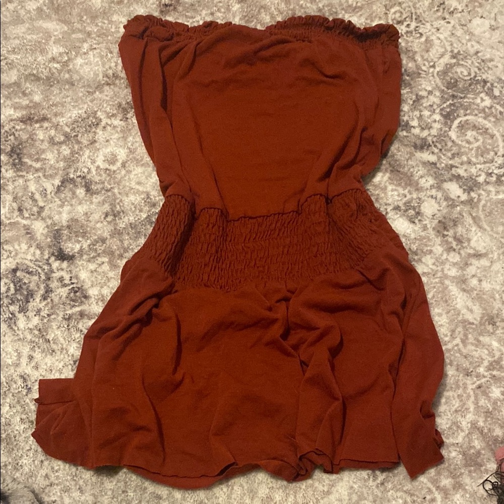 Elegant Rust Strapless Dress